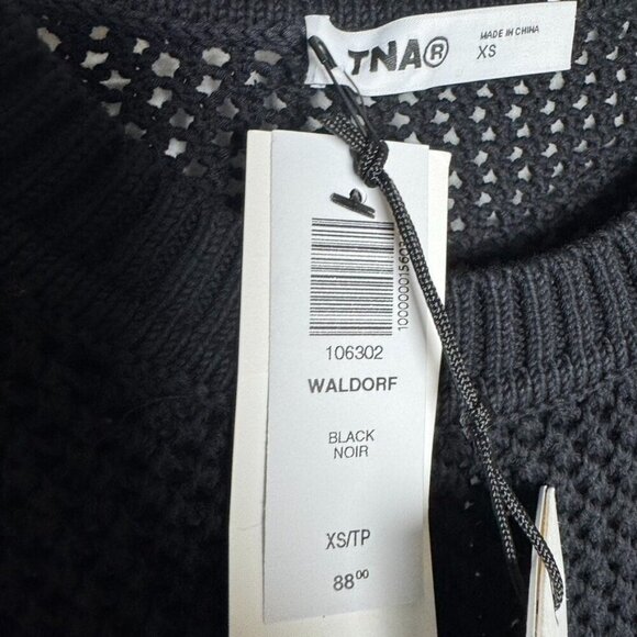 TNA Alameda Sweater Black mesh top womens size XS - Picture 9 of 10